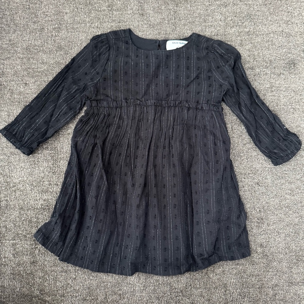 Old Navy Black & Silver Long Sleeve Dress